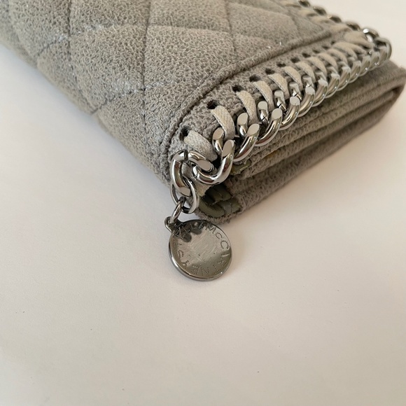 Stella McCartney Falabella Quilted Wallet Gray Compact Bifold - Picture 10 of 12